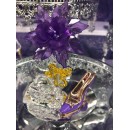 Mis Quince Anos Sweet 15 Purple Acrylic Flower with High Heel Shoe Favor and Purse Gift Keepsake